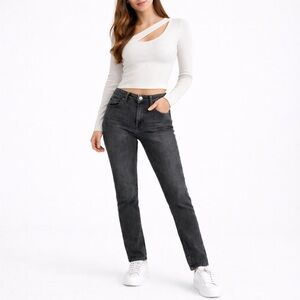 Lucky Brand Ava Mid Rise Skinny Jeans 10 Washed Black Stretch Denim Casual